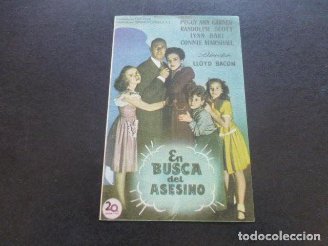 Cine: EN BUSCA DEL ASESINO PROGRAMA DE MANO SIN PUBLICIDAD - Foto 1
