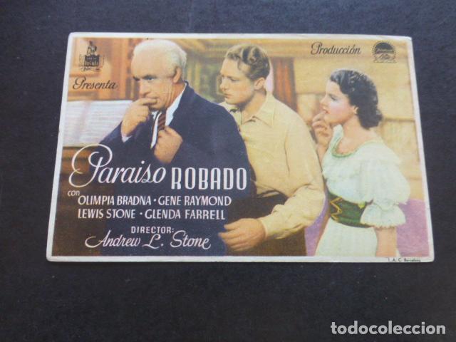 Cine: EL PARAISO ROBADO PROGRAMA DE MANO SIN PUBLICIDAD - Foto 1