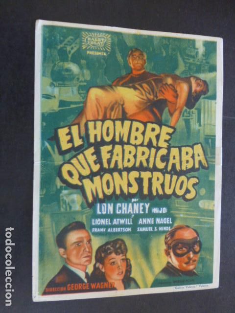 Cine: EL HOMBRE QUE FABRICABA MONSTRUOS PROGRAMA DE MANO SIN PUBLICIDAD - Foto 1