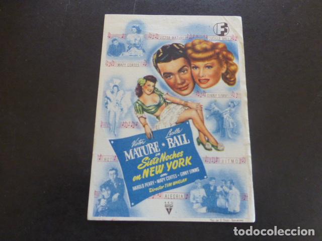 Cine: SIETE NOCHES EN NEW YORK PROGRAMA DE MANO SIN PUBLICIDAD - Foto 1