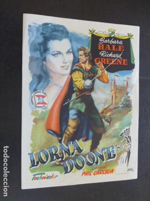 Cine: LORNA DOONE PROGRAMA DE MANO SIN PUBLICIDAD - Foto 1