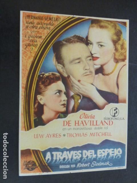 Cine: A TRAVES DEL ESPEJO PROGRAMA DE MANO SIN PUBLICIDAD - Foto 1