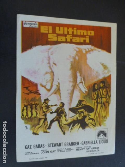 Cine: EL ULTIMO SAFARI PROGRAMA DE MANO SIN PUBLICIDAD - Foto 1