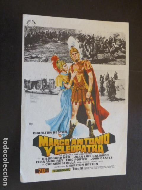 Cine: MARCO ANTONIO Y CLEOPATRA PROGRAMA DE MANO SIN PUBLICIDAD - Foto 1
