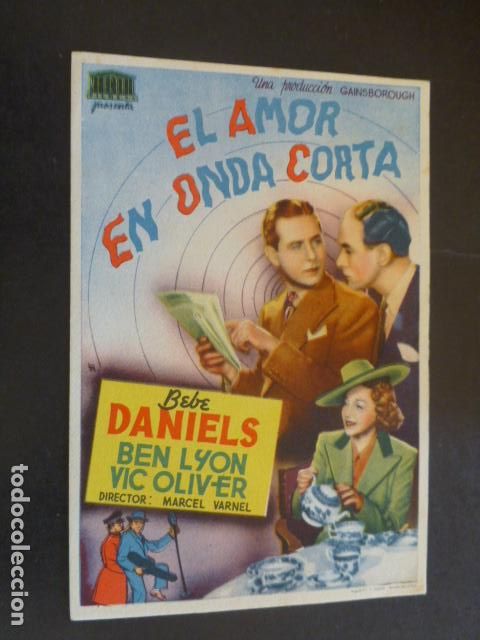 Cine: EL AMOR EN ONDA CORTA PROGRAMA DE MANO SIN PUBLICIDAD - Foto 1