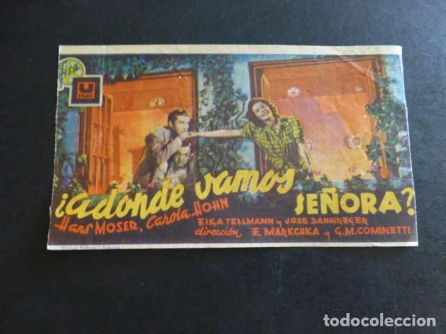 Cine: &iquest;A DONDE VAMOS SE&Ntilde;ORA? PROGRAMA DE MANO SIN PUBLICIDAD - Foto 1