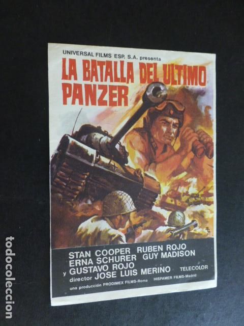 Cine: LA BATALLA DEL ULTIMO PANZER PROGRAMA DE MANO SIN PUBLICIDAD - Foto 1