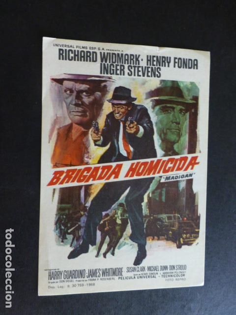 Cine: BRIGADA HOMICIDA PROGRAMA DE MANO SIN PUBLICIDAD - Foto 1