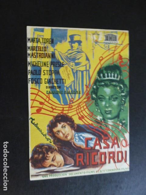 Cine: CASA RICORDI PROGRAMA DE MANO SIN PUBLICIDAD - Foto 1