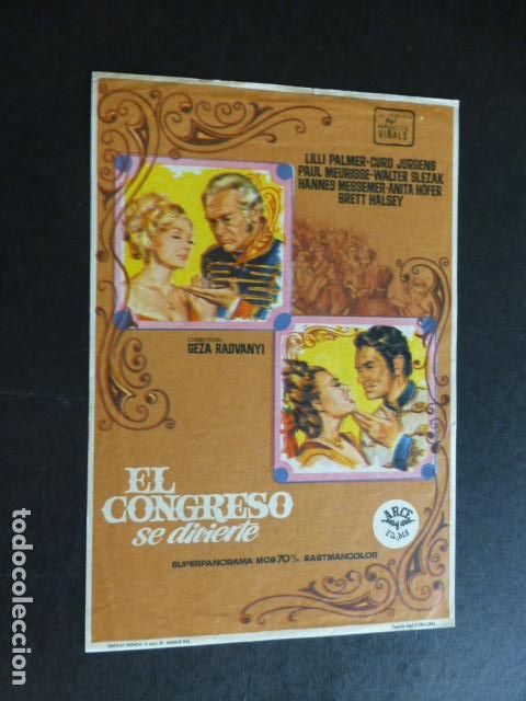 Cine: EL CONGRESO SE DIVIERTE PROGRAMA DE MANO SIN PUBLICIDAD - Foto 1