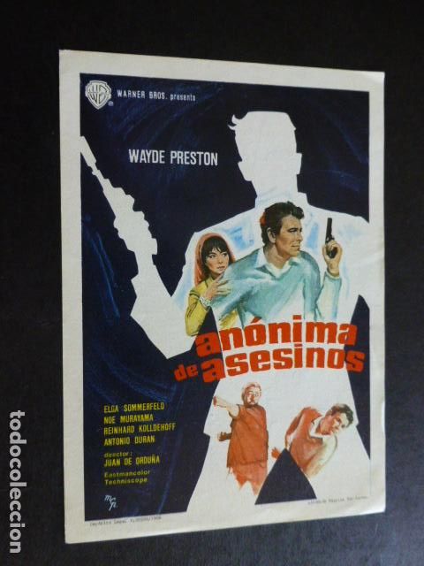 Cine: ANOMIMA DE ASESINOS PROGRAMA DE MANO SIN PUBLICIDAD - Foto 1