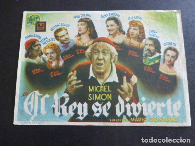 Cine: EL REY SE DIVIERTE PROGRAMA DE MANO SIN PUBLICIDAD - Foto 1
