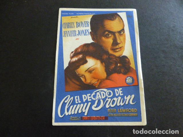 Cine: EL PECADO DE CLUNY BROWN PROGRAMA DE MANO SIN PUBLICIDAD - Foto 1