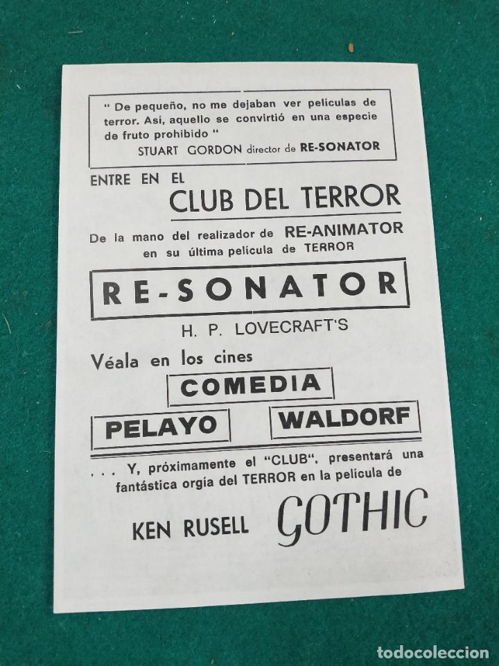 Cine: PROGRAMA DE CINE RE-SONATOR (LOVECRAFTS) CON PUBLICIDAD. - Foto 2