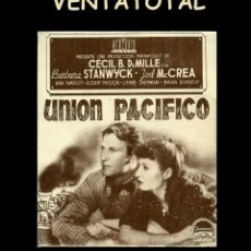 Cine: FOLLETO DE MANO DOBLE ORIGINAL AÑO 1939 UNION PACIFICO. Lote 361500650