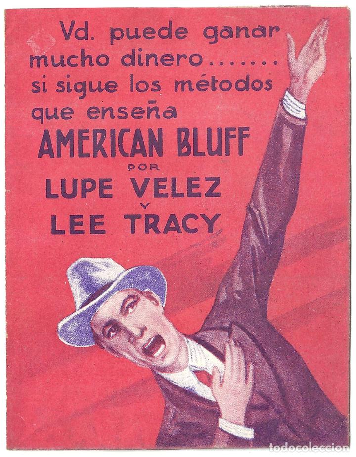 Cine: PTCC2 09 AMERICAN BLUFF PROGRAMA DOBLE RKO LUPE VELEZ LEE TRACY - Foto 1
