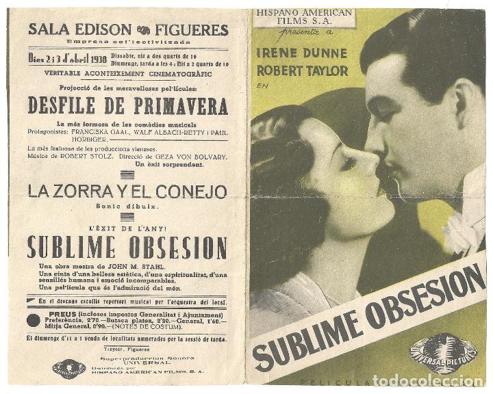 Cine: PTCC 162 SUBLIME OBSESION PROGRAMA DOBLE grande UNIVERSAL IRENE DUNNE ROBERT TAYLOR - Foto 1