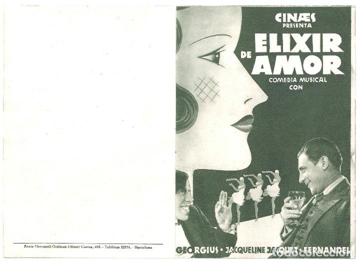Cine: PTCC2 10 ELIXIR DE AMOR PROGRAMA DOBLE CINAES GEORGIUS FERNANDEL JACQUELINE JACQUET - Foto 1