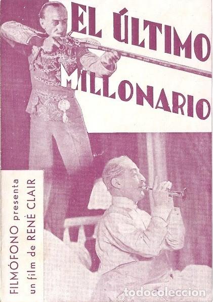 Cine: PTCC2 09 EL ULTIMO MILLONARIO PROGRAMA DOBLE FILMOFONO RENE CLAIR - Foto 1
