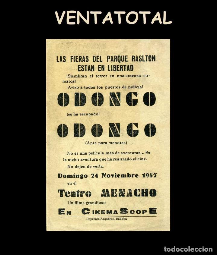 Cine: FOLLETO DE MANO ORIGINAL A&Ntilde;O 1956 ODONGO - Foto 2