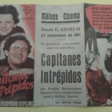 Cine: CAPITANES INTREPIDOS SPENCER TRACY ORIGINAL TRIPTICO C.P. MALAGA CINEMA. Lote 364510241