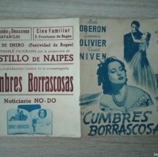  Flyers Publicitaires de films Anciens: CUMBRES BORRASCOSAS, LAURENCE OLIVIER, CINES DE NAVARCLES Y DE SAN FRUCTUOSO DE BAGES, BARCELONA. Lote 364555106