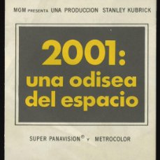 Cine: 2001: UNA ODISEA DEL ESPACIO / PROGRAMA DE CINE DOBLE SIN PUBLICIDAD EN TRASERA (CI-FI). Lote 364783456