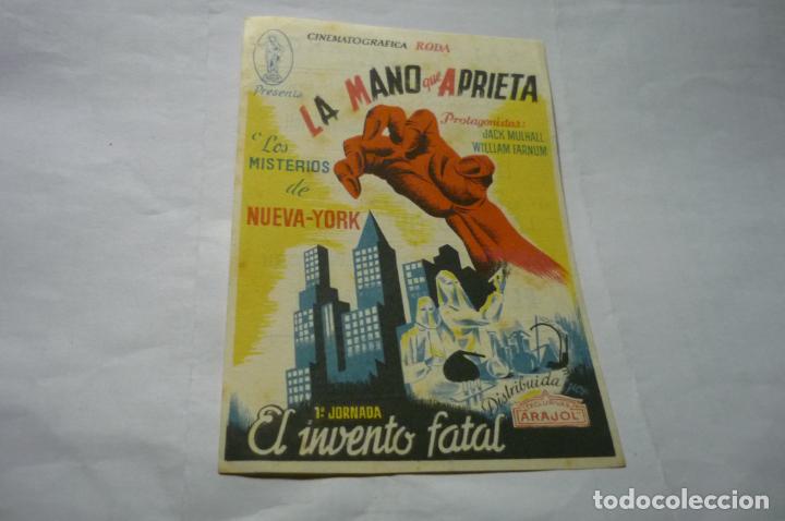  Foglietti di film di film antichi di cinema: programa la mano que aprieta.- 1 jornad.-publicidad salon tarrega.-villarreal