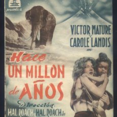 Cine: Q-10519- HACE UN MILLÓN DE AÑOS (ONE MILLION B.C.) (DOBLE) (CINE RIALTO - MADRID) VICTOR MATURE. Lote 365800126