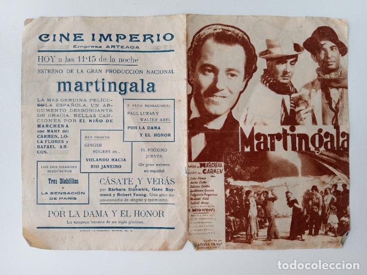 Kino: FOLLETO DE MANO DE CINE. MARTINGALA. NI&Oacute; DE MARCHENA Y MARY DEL CARMEN