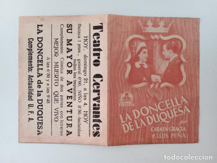 Cinema: FOLLETO DE MANO DE CINE. LA DONCELLA DE LA DUQUESA. CARMEN GRACIA, LUIS PE&Ntilde;A