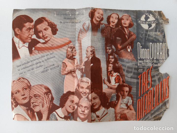 Cinema: FOLLETO DE MANO DE CINE. TRES DIABLILLOS. DIANA DURBIN