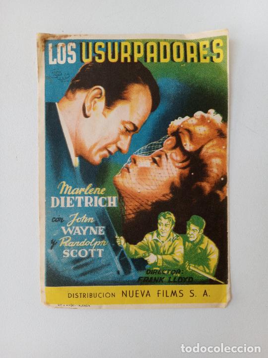 Cinema: FOLLETO DE MANO DE CINE. LOS USURPADORES. JOHN WAYNE, RANDOLPH SCOTT