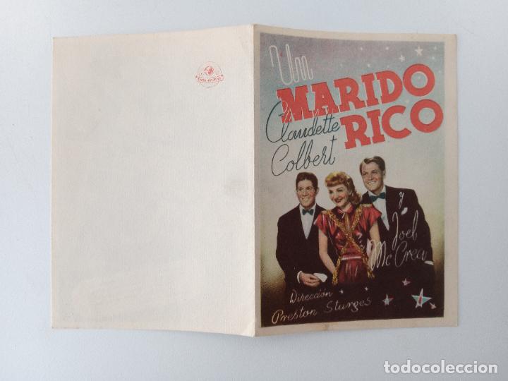 Cinema: FOLLETO DE MANO DE CINE. UN MARIDO RICO. CLAUDETTE COLBERT.