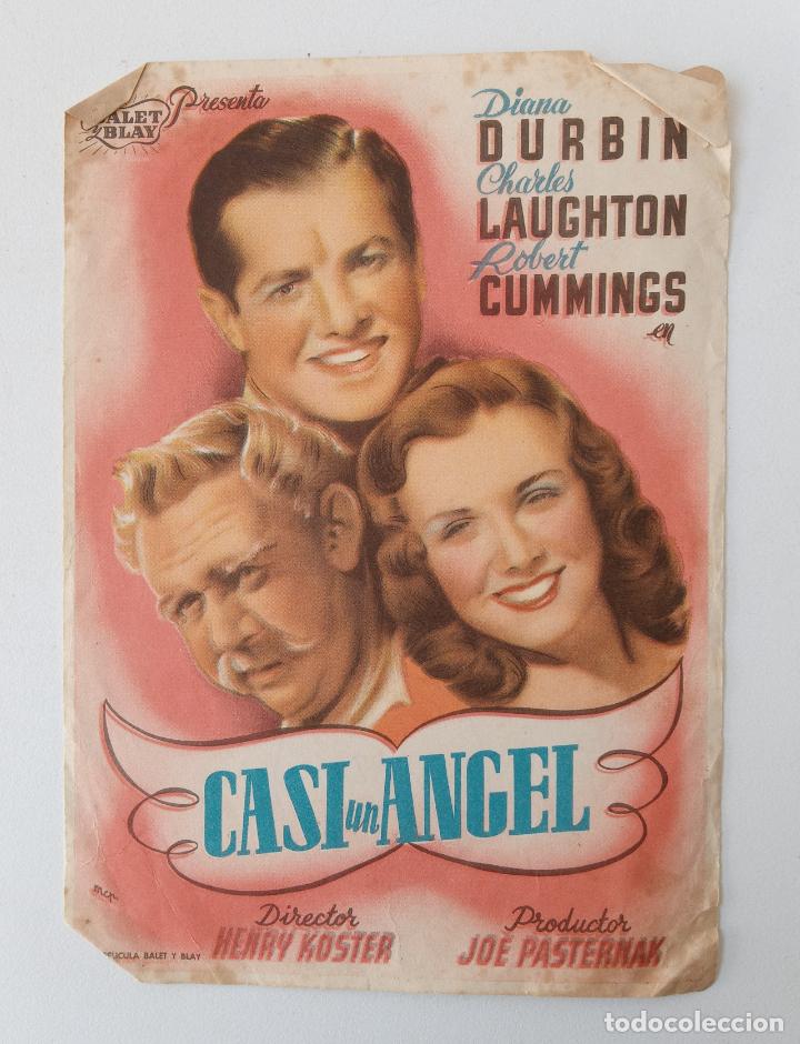 Cinema: FOLLETO DE MANO DE CINE. CASI UN ANGEL. DIANA DURBIN, CHARLES LAUGHTON, ROBERT CUMMINGS