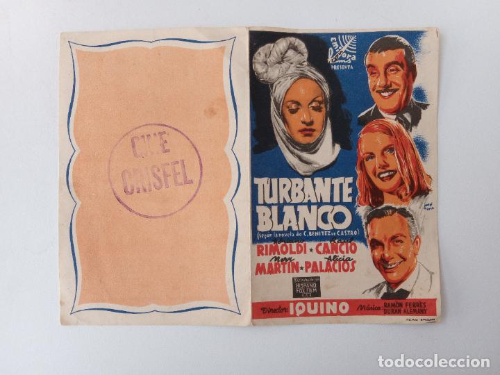 Cinema: FOLLETO DE MANO DE CINE. TURBANTE BLANCO. ADRIANO RIMOLDI, RA&Uacute;L CANCIO, MERY MARTIN, ALICIA PALACIOS