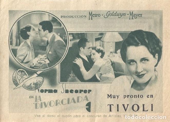 Cine: PTCC 163 LA DIVORCIADA PROGRAMA DOBLE MGM NORMA SHEARER ROBERT MONTGOMERY - Foto 1