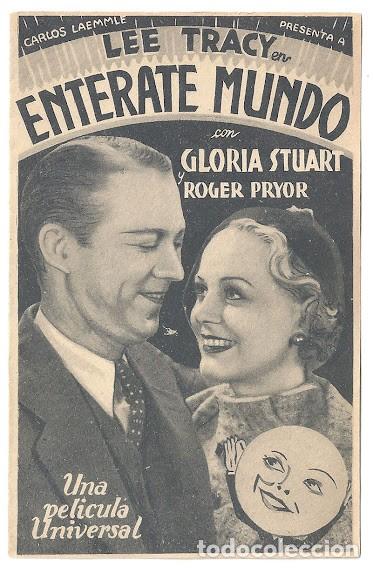 Cine: PTCC2 10 ENTERATE MUNDO PROGRAMA DOBLE UNIVERSAL GLORIA STUART LEE TRACY - Foto 1