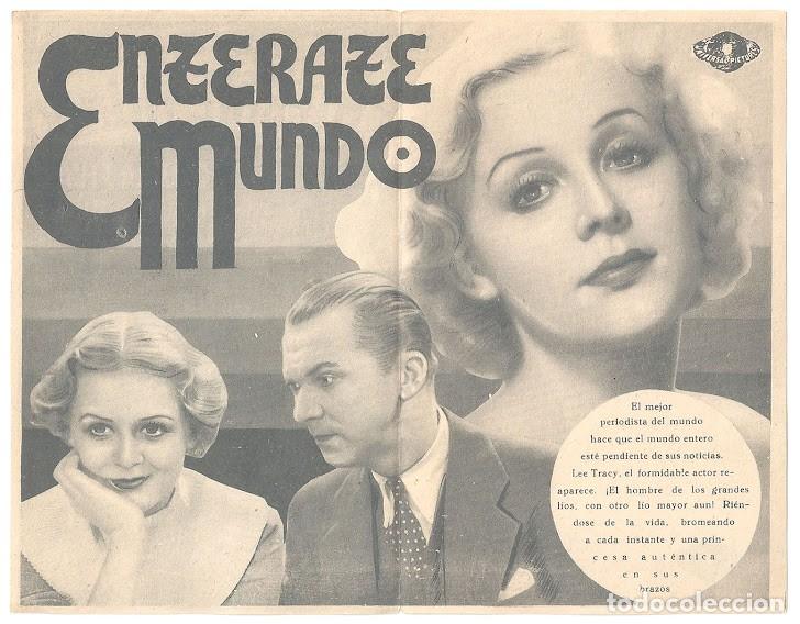 Cine: PTCC2 10 ENTERATE MUNDO PROGRAMA DOBLE UNIVERSAL GLORIA STUART LEE TRACY - Foto 2