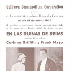 Cine: PTCC2 10 EN LAS RUINAS DE REIMS PROGRAMA DOBLE GOLDWYN CORRINE GRIFFITH FRANK MAYO CINE MUDO 1925