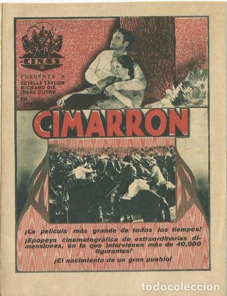 Cine: PTCC2 03 CIMARRON PROGRAMA DOBLE CINAES RICHARD DIX IRENE DUNNE - Foto 1