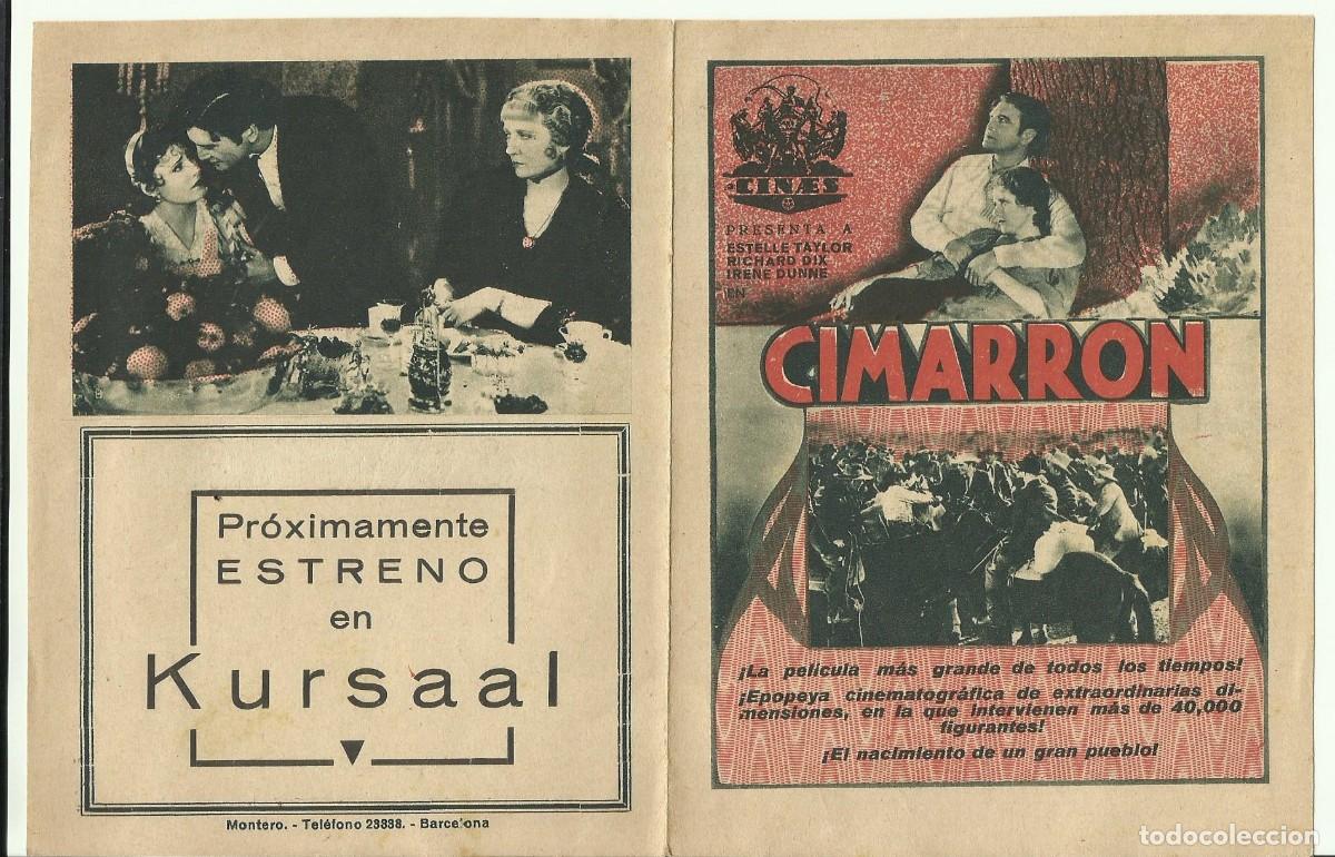 Cine: PTCC2 03 CIMARRON PROGRAMA DOBLE CINAES RICHARD DIX IRENE DUNNE - Foto 3
