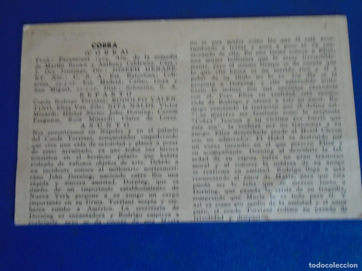 Cine: (PG-190997)FICHA COBRA - Foto 2