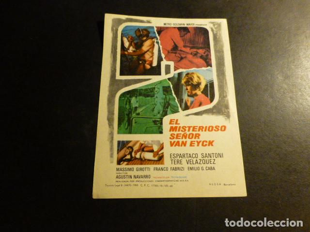 Cine: EL MISTERIOSO SE&Ntilde;OR VAN EYCK PROGRAMA DE MANO SIN PUBLICIDAD - Foto 1