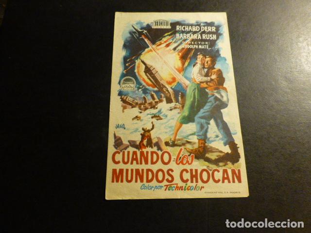 Cine: CUANDO LOS MUNDOS CHOCAN PROGRAMA DE MANO SIN PUBLICIDAD - Foto 1