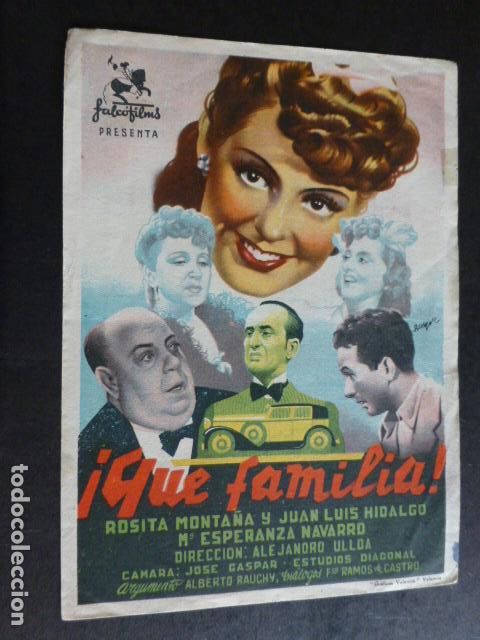  Foglietti di film di film antichi di cinema: QUE FAMILIA PROGRAMA DE CINE CON PUBLICIDAD CINE CARTHAGO SAN JAVIER MURCIA