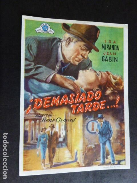 Cine: DEMASIADO TARDE PROGRAMA DE CINE CON PUBLICIDAD TEATRO CIRCO - Foto 1