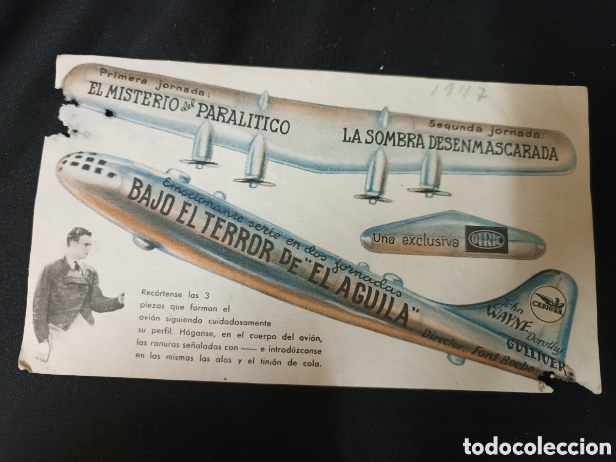 Cinema: Programa de cine recortable, bajo el terror de el aguila