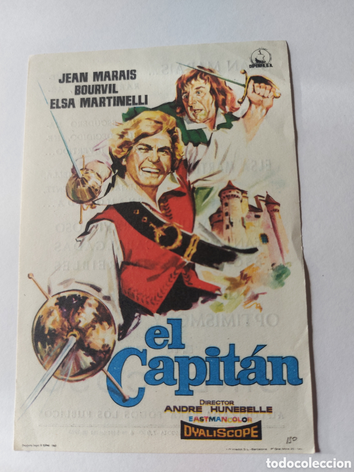 Cinema: CINE FOLLETOS DE MANO. EL CAPITAN. JEAN MARAIS. 1961. CON PUBLICIDAD