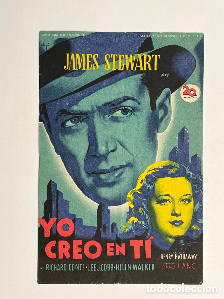 Cine: BENETUSER Valencia, CINES VENECIA. Folleto de Mano.. YO CREO EN TI, con James Stewart (a.1949)